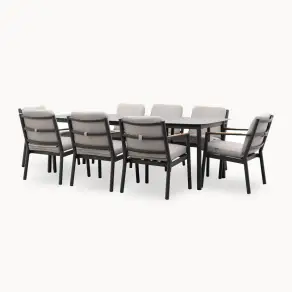 Monti 8 Seat Aluminium Wood Dining Set - Rectangular Table