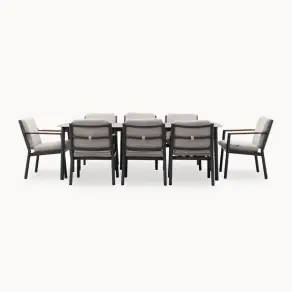 Monti 8 Seat Aluminium Wood Dining Set - Rectangular Table
