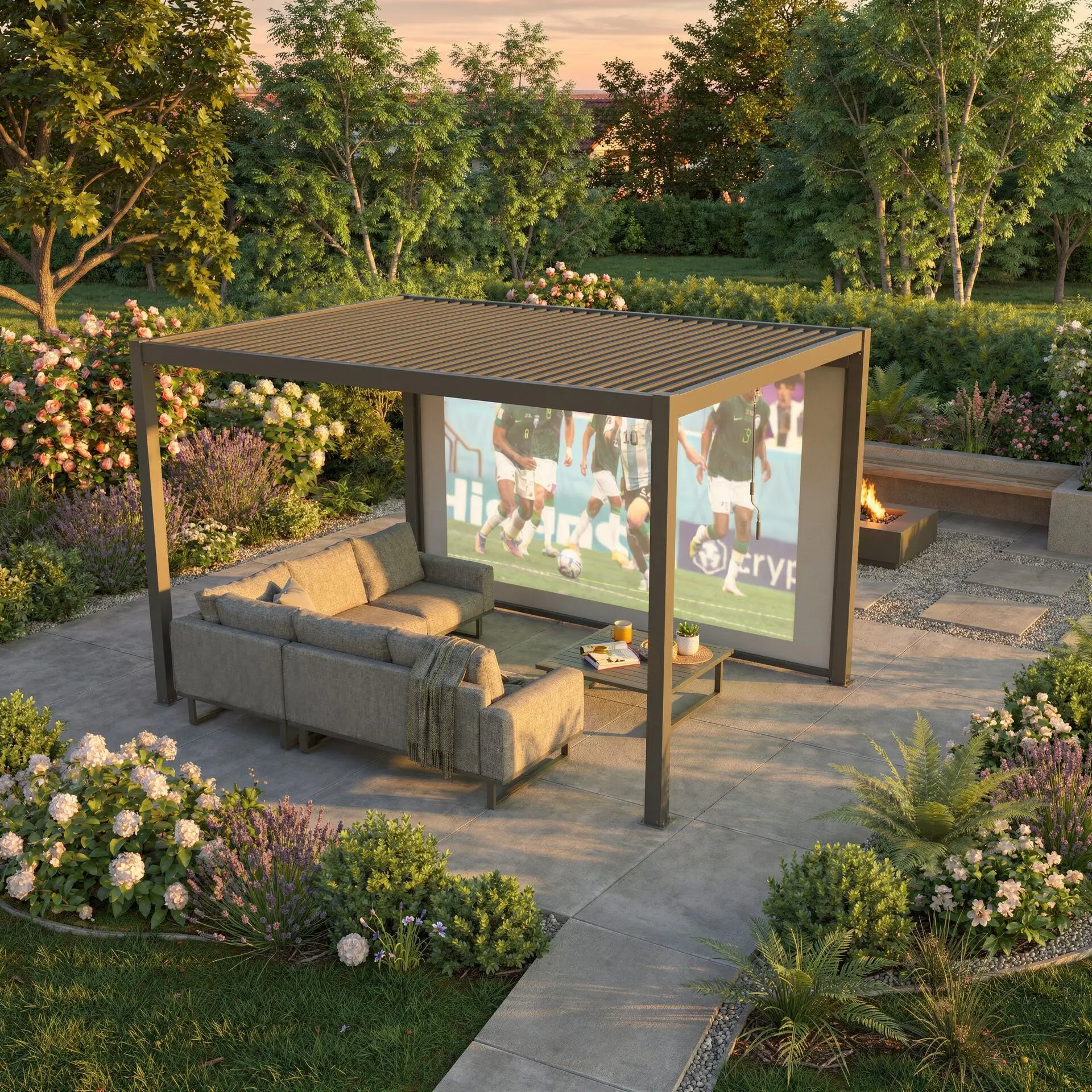 Como Pergola Pull Down Projector Screen - 4m