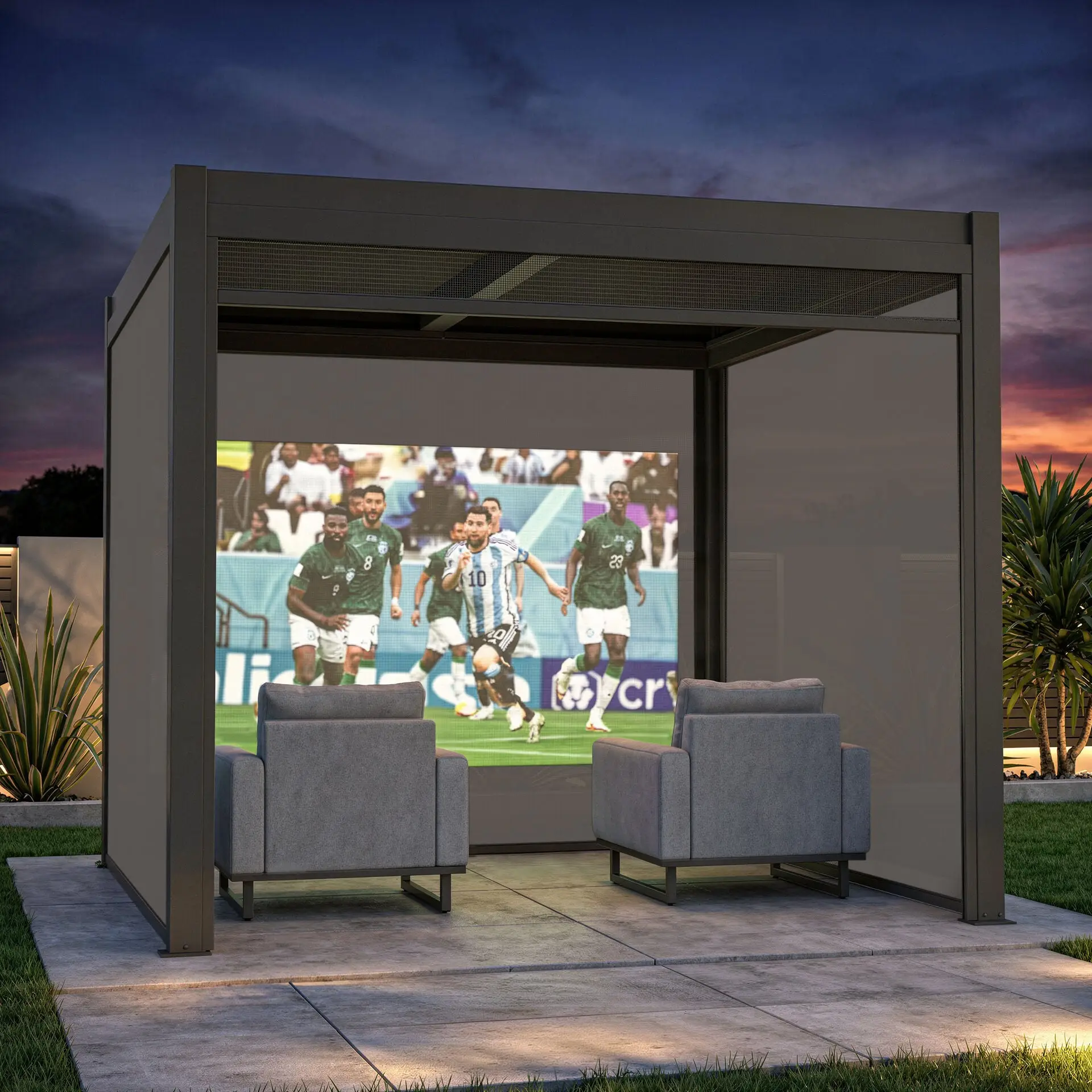 Como Pergola Pull Down Projector Screen - 3m