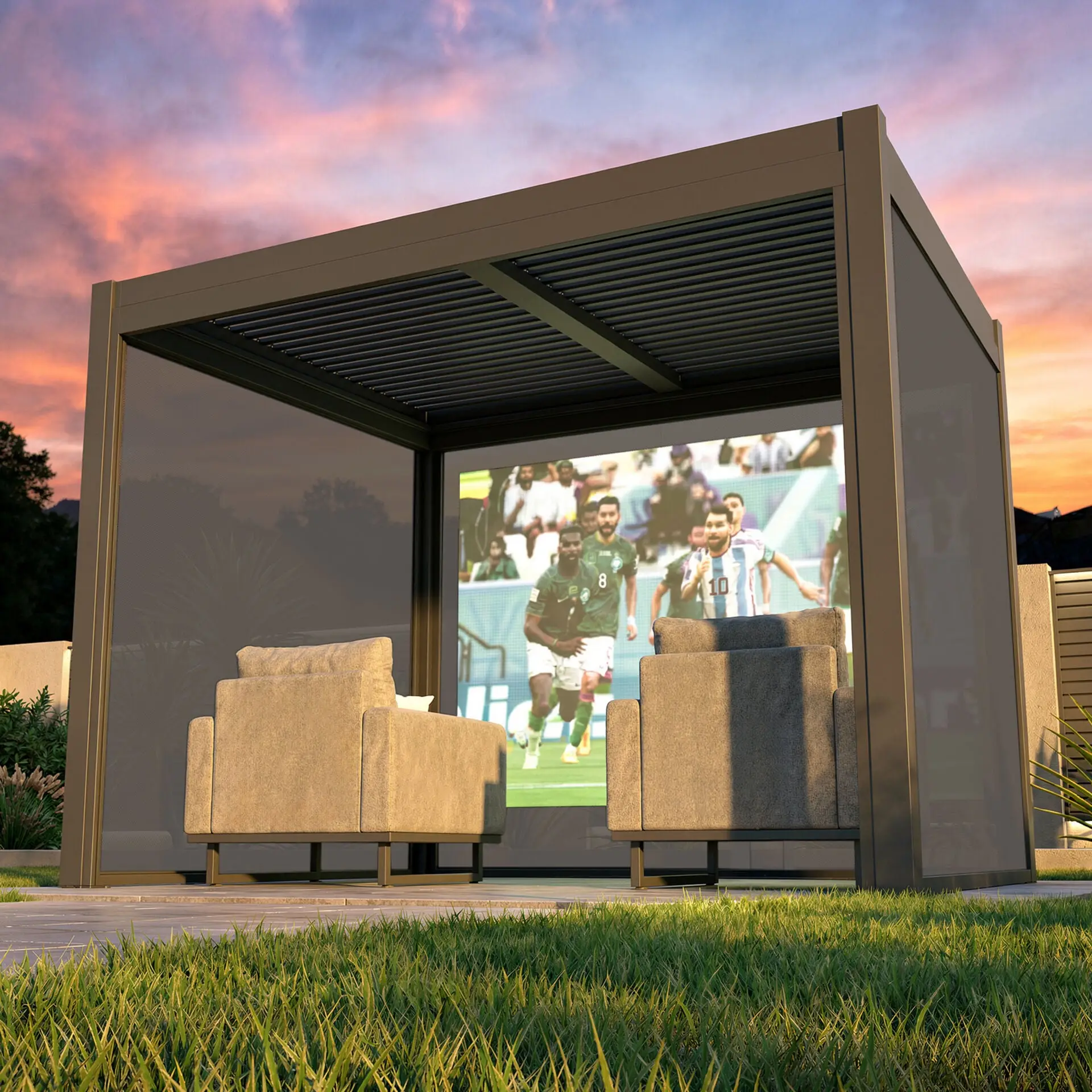 Como Pergola Pull Down Projector Screen - 3m