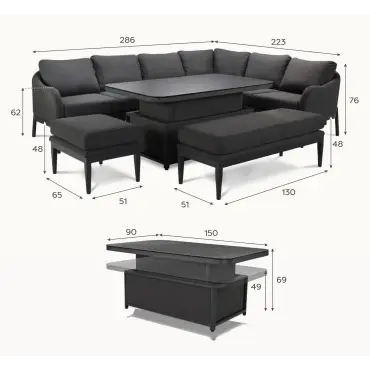 Duke Corner Fabric Aluminium Dining
