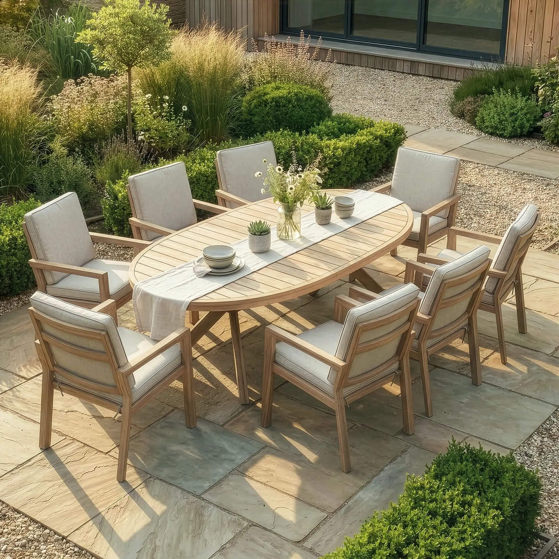 New York 8 Seat Oval Dining Set
