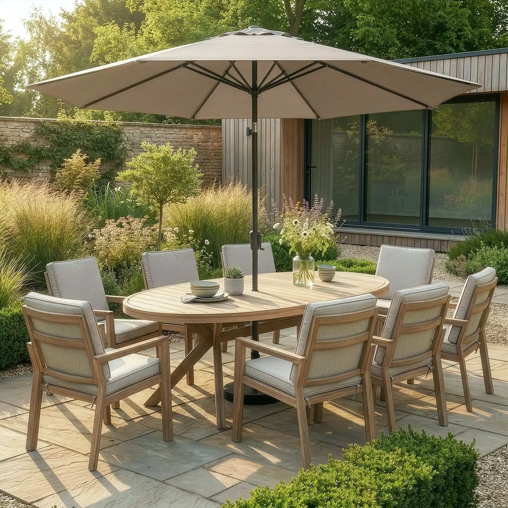 New York 8 Seat Oval Dining Set