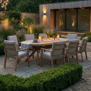 New York 8 Seat Oval Dining Set