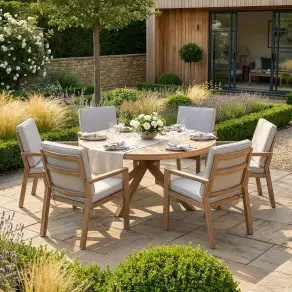 New York 6-Seat Round Dining Set | Garden Furniture Spain