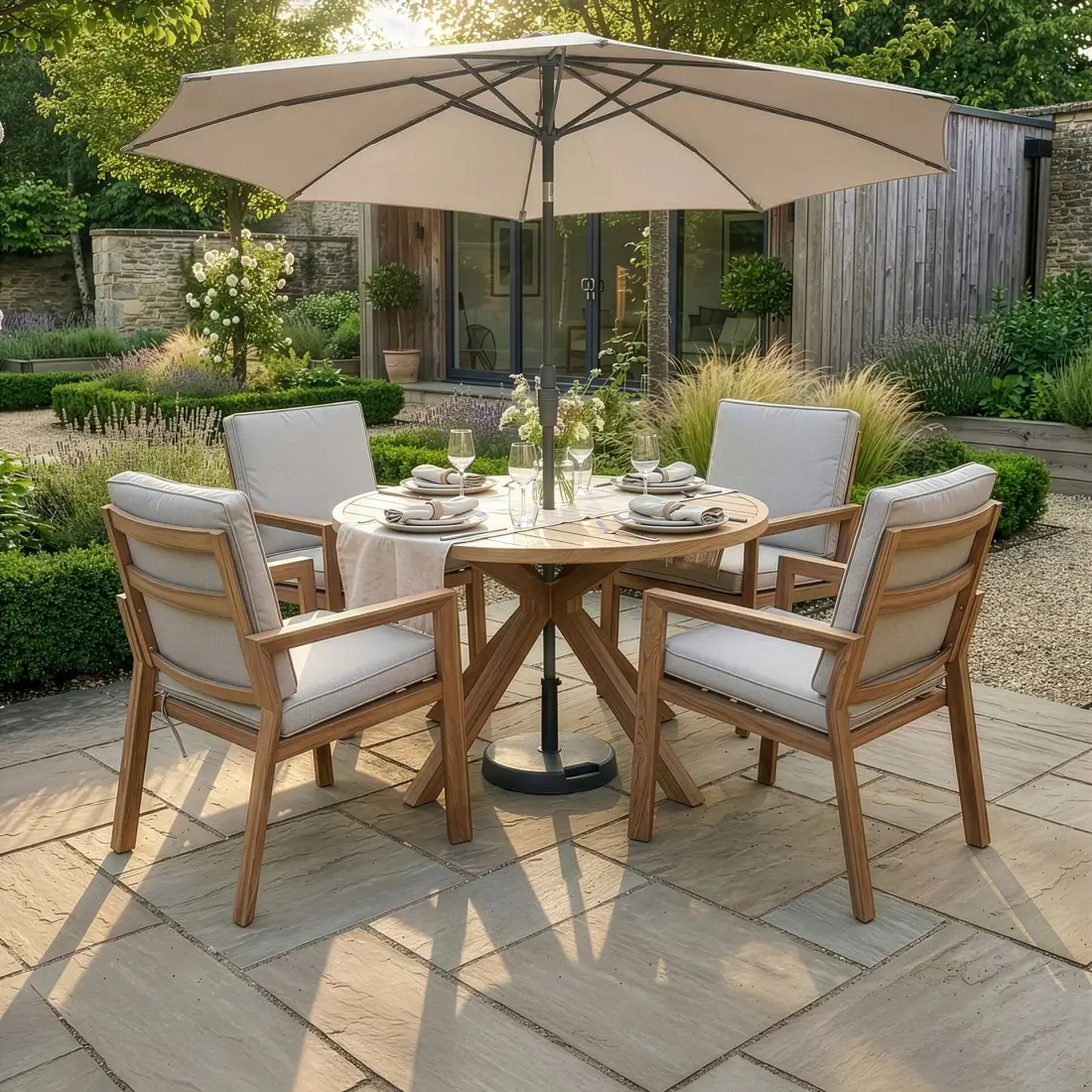 New York 4-Seat Dining Set: Relaxed Dining