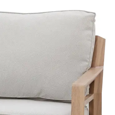 New York 3 Seat Sofa Aluminium Sofa Set with Rising Table - Wood Effect