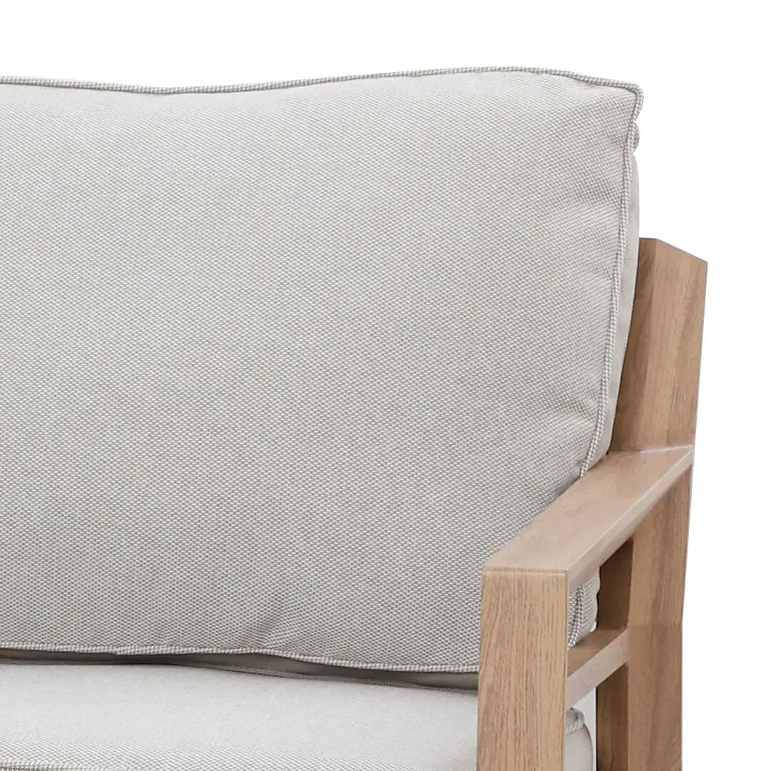 New York 3 Seat Sofa Aluminium Sofa Set with Rising Table - Wood Effect
