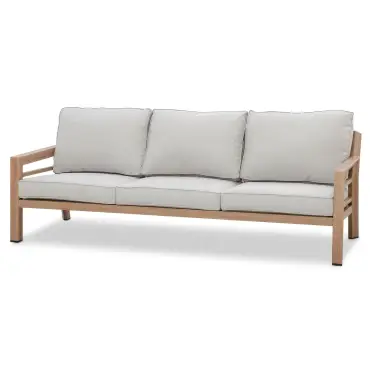 New York 3 Seat Sofa Aluminium Sofa Set with Rising Table - Wood Effect