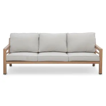 New York 3 Seat Sofa Aluminium Sofa Set with Rising Table - Wood Effect