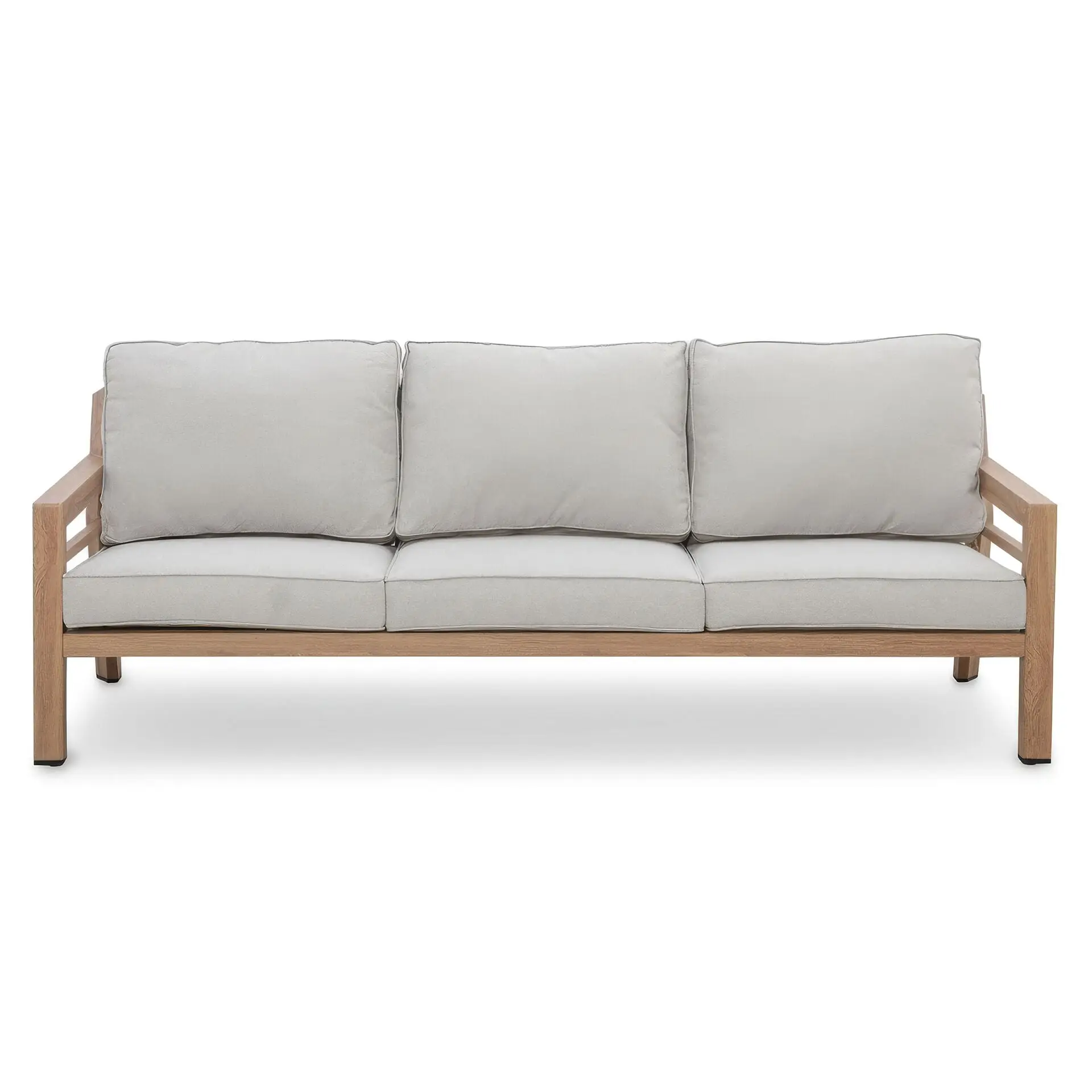 New York 3 Seat Sofa Aluminium Sofa Set with Rising Table - Wood Effect
