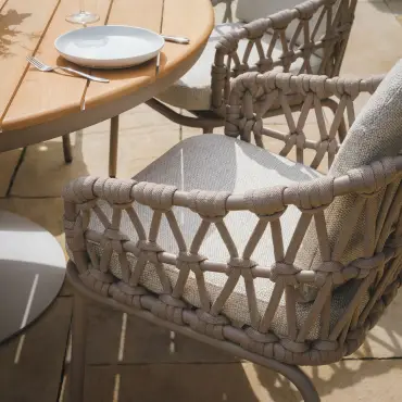 Sicily Open Rope Weave 6 Seat Round Dining Set