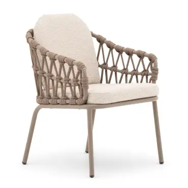 Sicily Open Rope Weave 6 Seat Round Dining Set