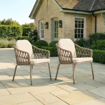 Pair of Sicily Open Rope Weave Garden Dining Chairs