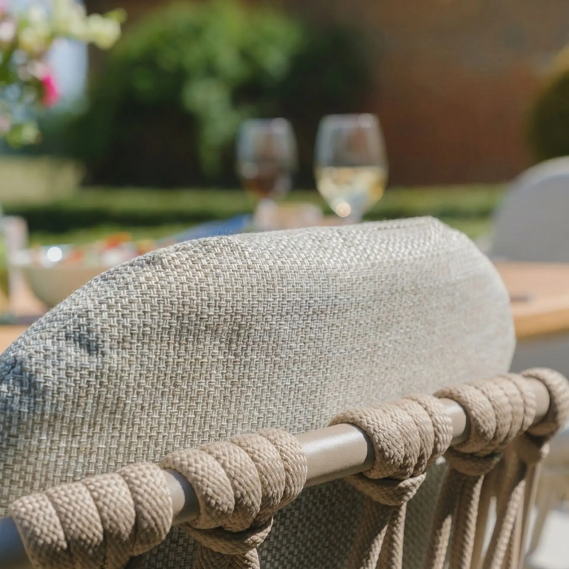 Pair of Sicily Open Rope Weave Garden Dining Chairs