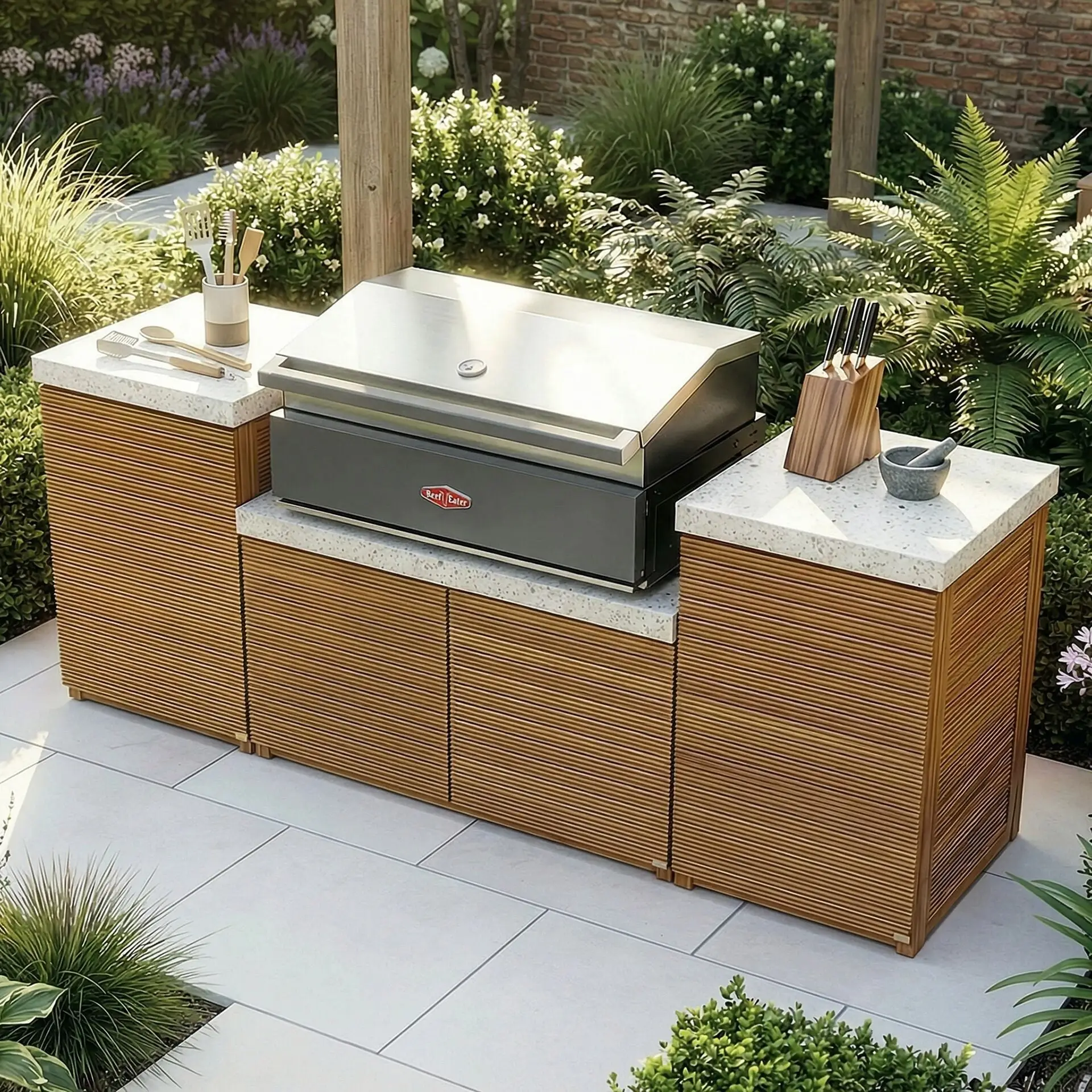 Antigua Outdoor Kitchen Storage Units - Beefeater 1700 Series BBQ - Small Configuration