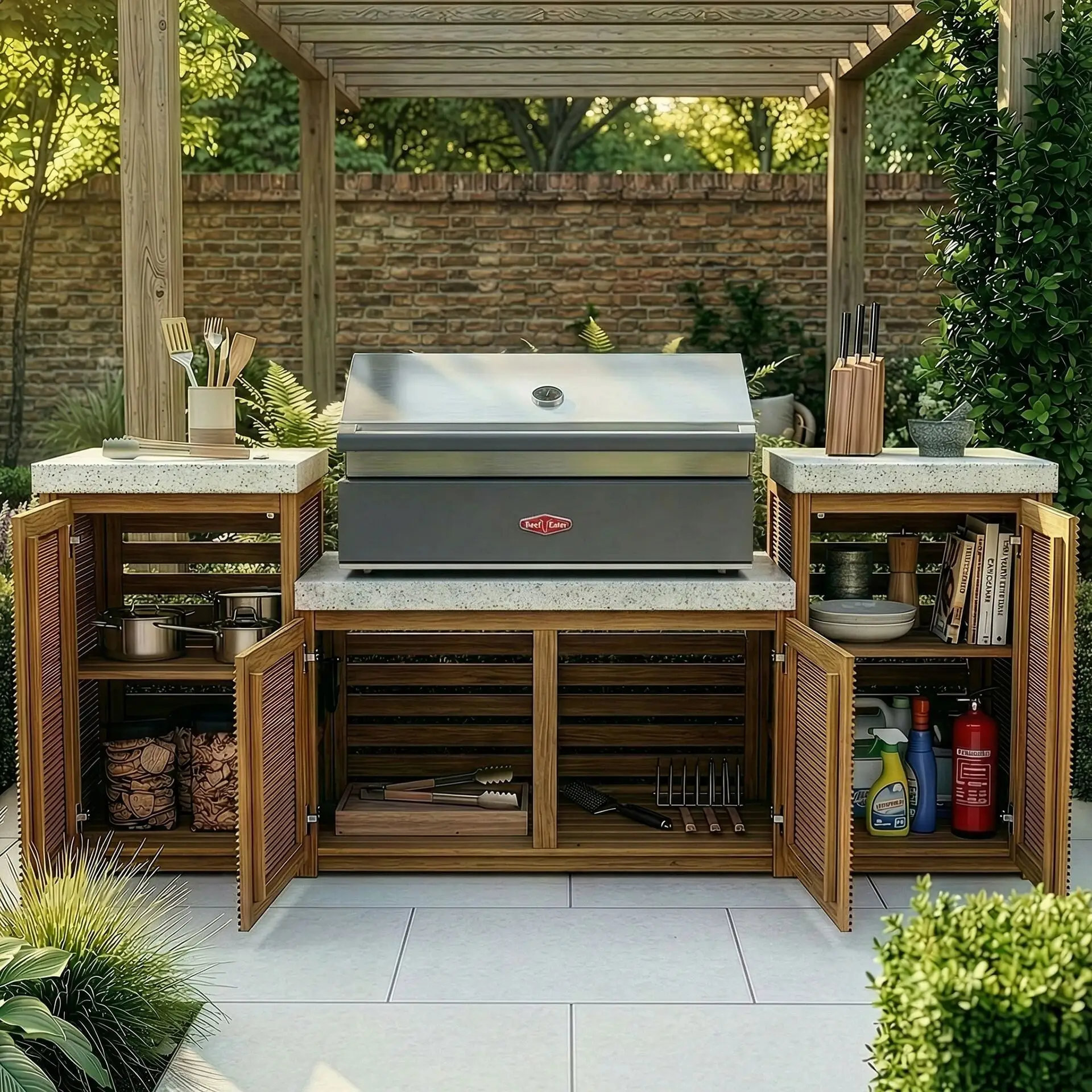 Antigua Outdoor Kitchen Storage Units - Beefeater 1700 Series BBQ - Small Configuration