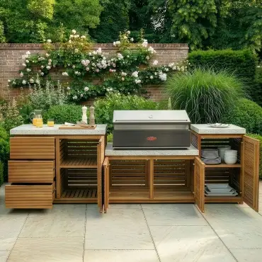 Antigua Outdoor Kitchen Storage Units with Beefeater 1700 Series BBQ - Medium Configuration