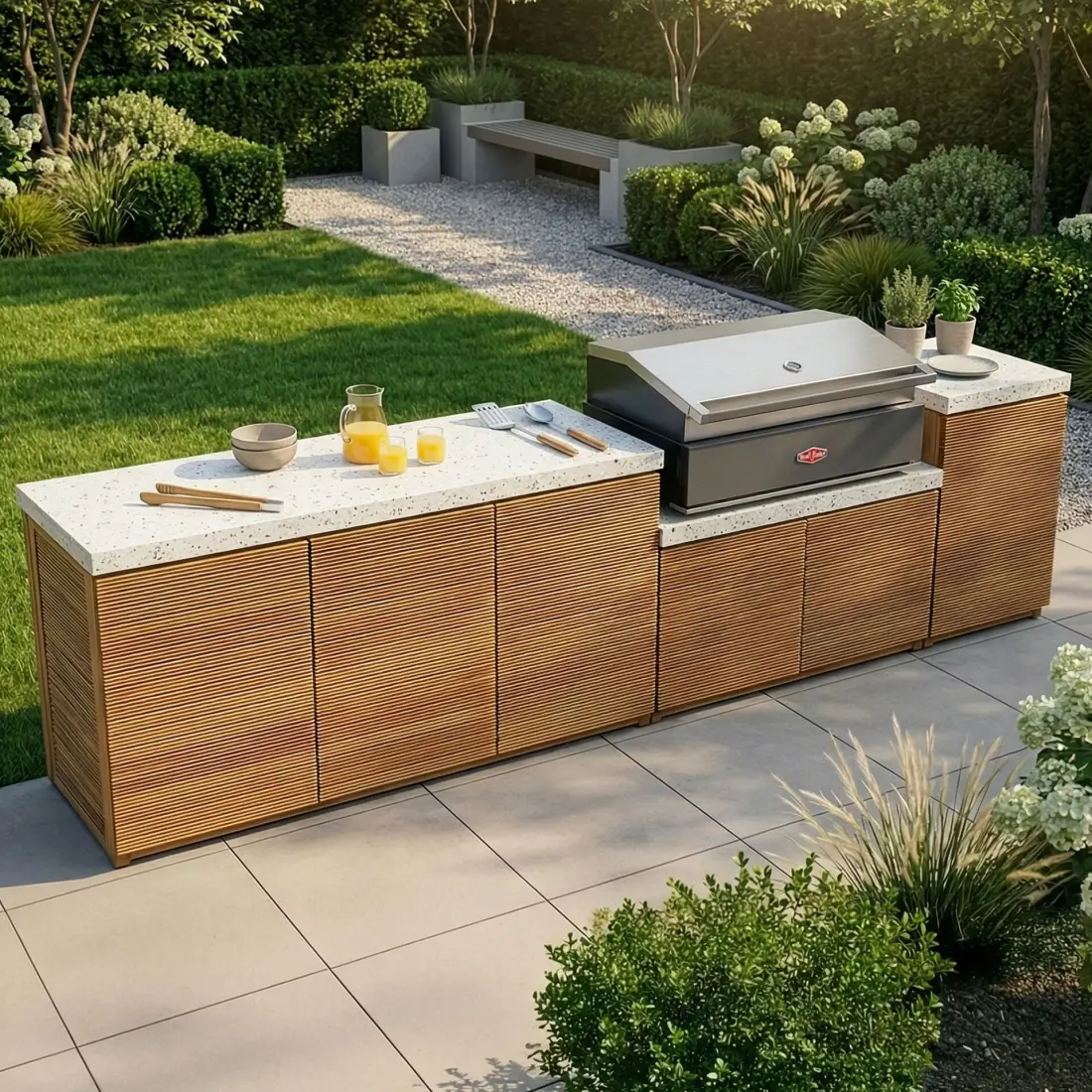 Antigua Outdoor Kitchen Storage Units - Beefeater 1700 Series BBQ - Large Configuration