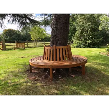 Contour tree teak bench