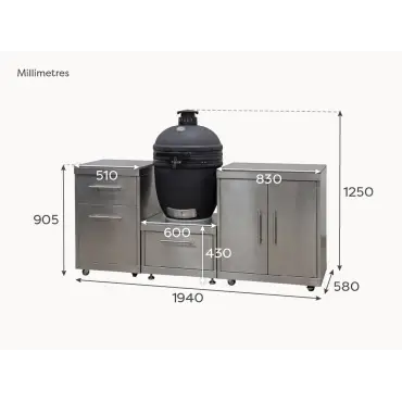 Stanley Straight Kamado Charcoal BBQ K1940-A - Stainless Steel
