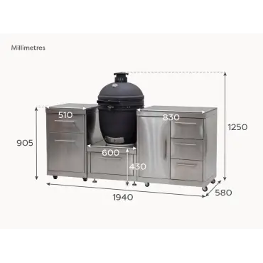 Stanley Straight Kamado Charcoal BBQ K1940-B - Stainless Steel