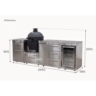 Stanley Straight Kamado Charcoal BBQ K2450-B - Stainless Steel