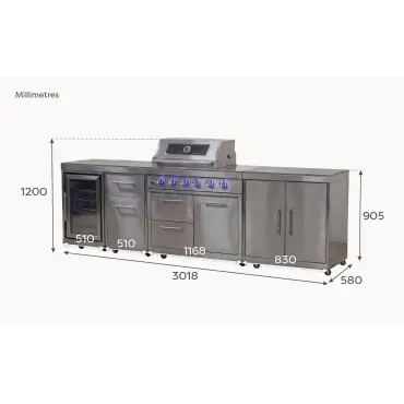 Stanley Straight 4 Burner Gas BBQ S3018-A - Stainless Steel