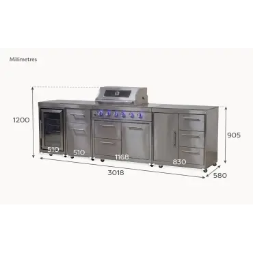 Stanley Straight 4 Burner Gas BBQ S3018-B - Stainless Steel