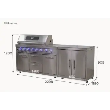 Stanley Straight 6 Burner Gas BBQ S2298-A - Stainless Steel