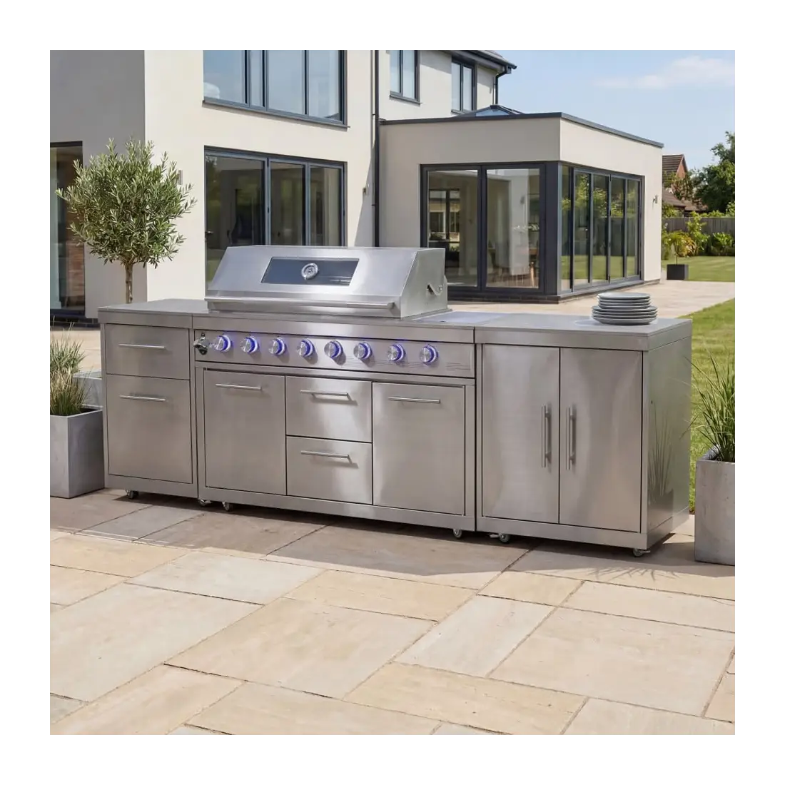 Stanley Straight 6 Burner Gas BBQ S2808-A - Stainless Steel