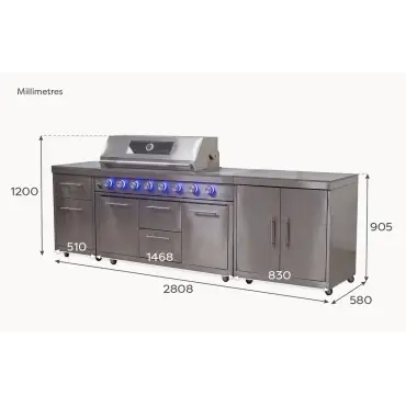Stanley Straight 6 Burner Gas BBQ S2808-A - Stainless Steel