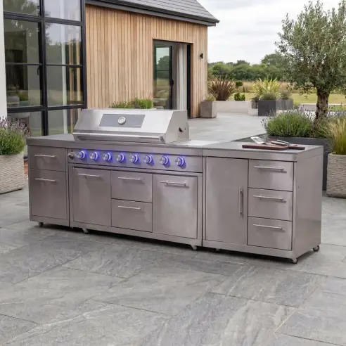 Stanley Straight 6 Burner Gas BBQ S2808-B - Stainless Steel