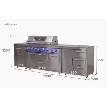 Stanley Straight 6 Burner Gas BBQ S2808-B - Stainless Steel