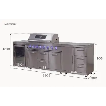 Stanley Straight 6 Burner Gas BBQ S2808-E - Stainless Steel