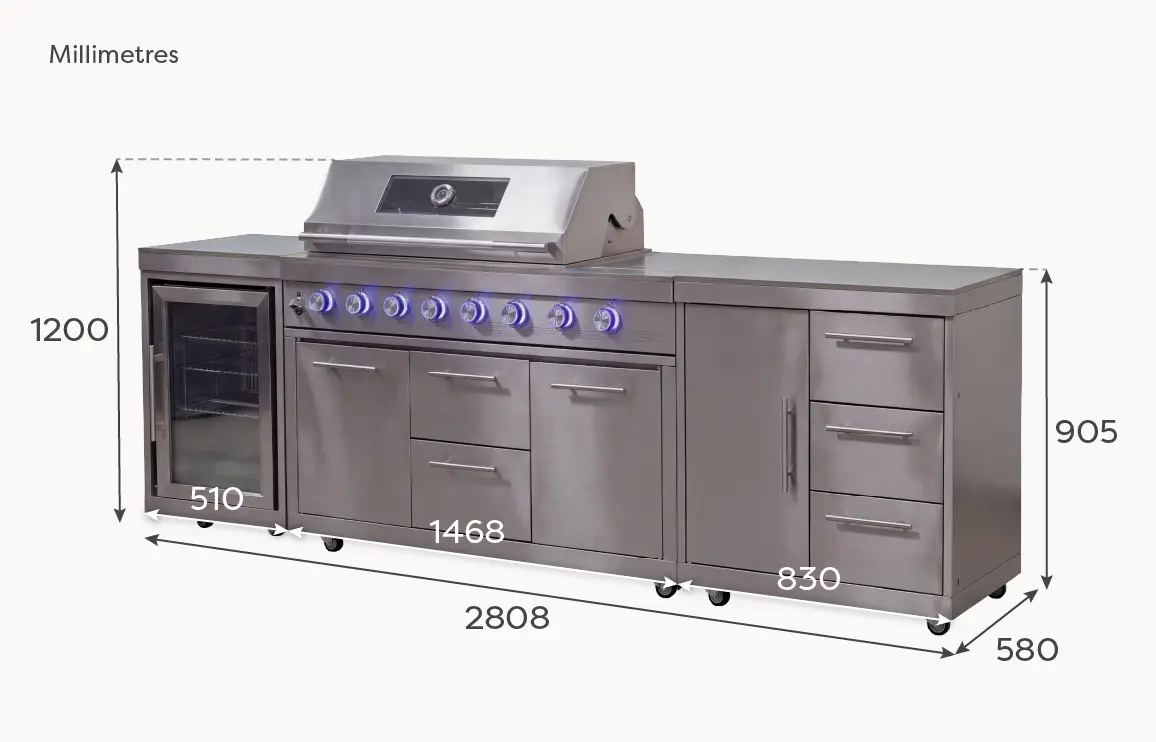 Stanley Straight 6 Burner Gas BBQ S2808-E - Stainless Steel