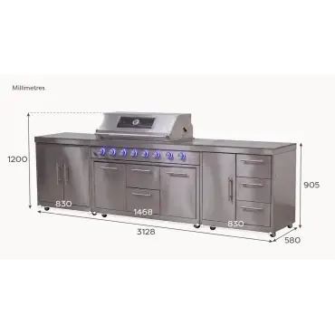 Stanley Straight 6 Burner Gas BBQ S3128-A - Stainless Steel