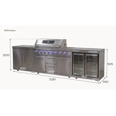 Stanley Straight Outdoor Kitchen 6 Burner Gas BBQ S3261-C - Stainless Steel