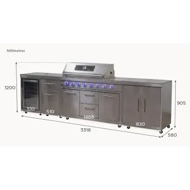 Stanley Straight 6 Burner Gas BBQ S3318-A - Stainless Steel