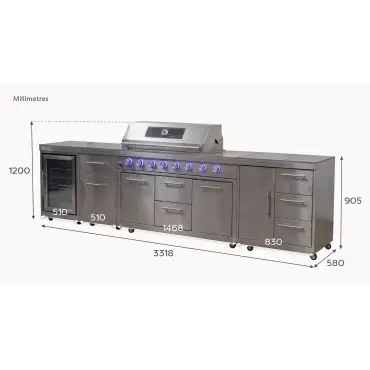 Stanley Straight 6 Burner Gas BBQ S3318-B - Stainless Steel