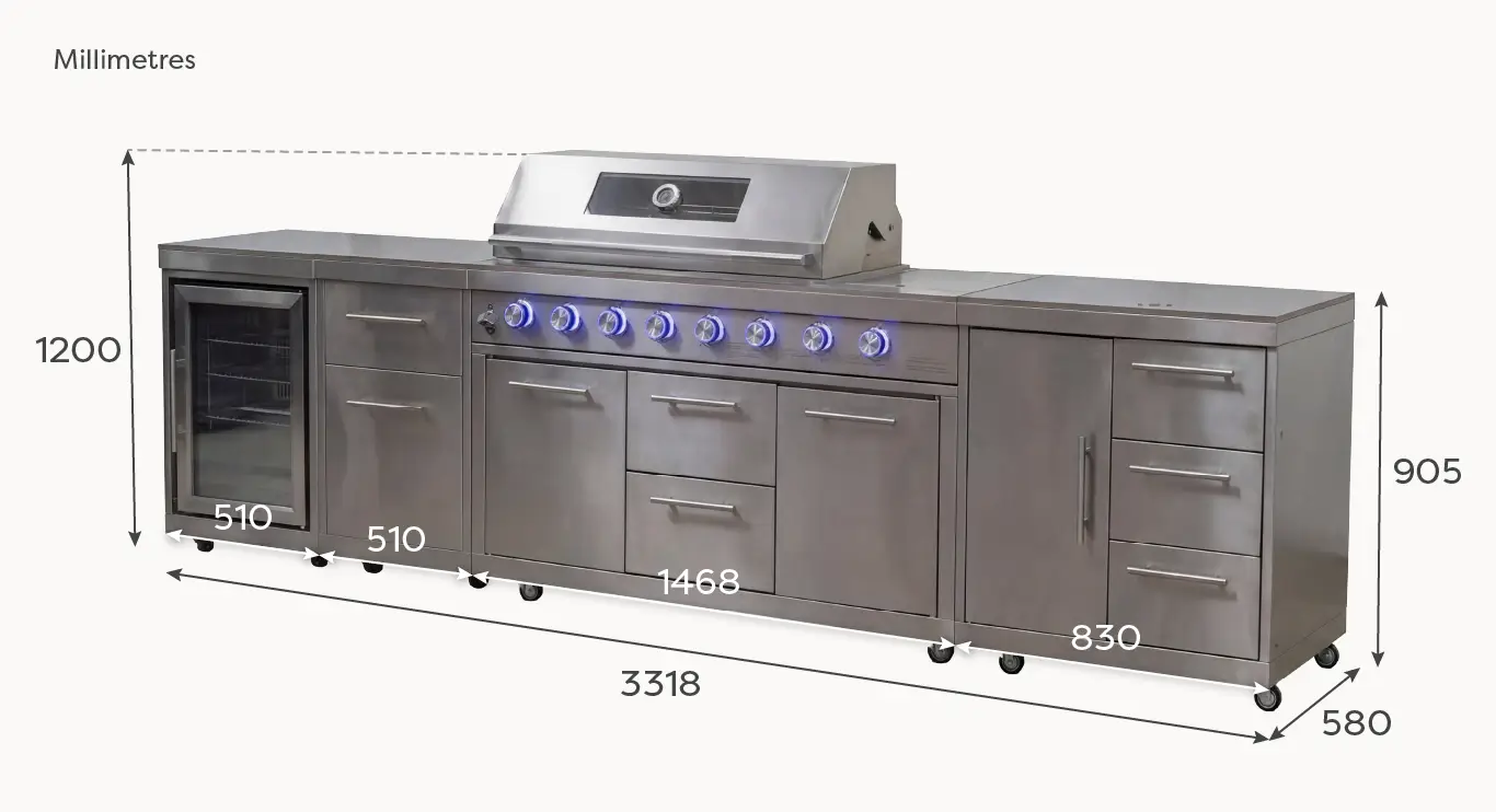 Stanley Straight 6 Burner Gas BBQ S3318-B - Stainless Steel