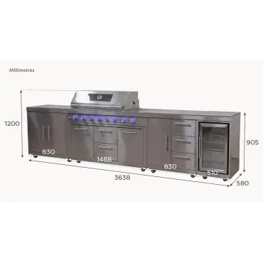 Stanley Straight 6 Burner Gas BBQ S3638-A - Stainless Steel