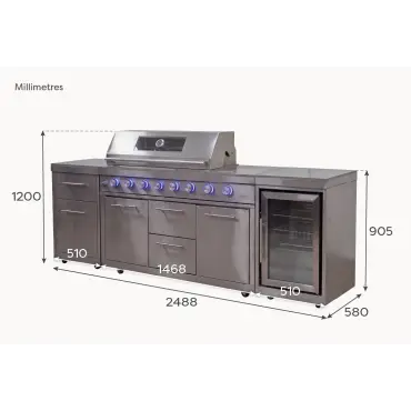 Stanley Straight 6 Burner Gas BBQ S2488-A - Stainless Steel