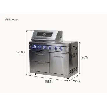 Stanley 4 Burner Gas BBQ - Integrated Side Burner Modular Unit