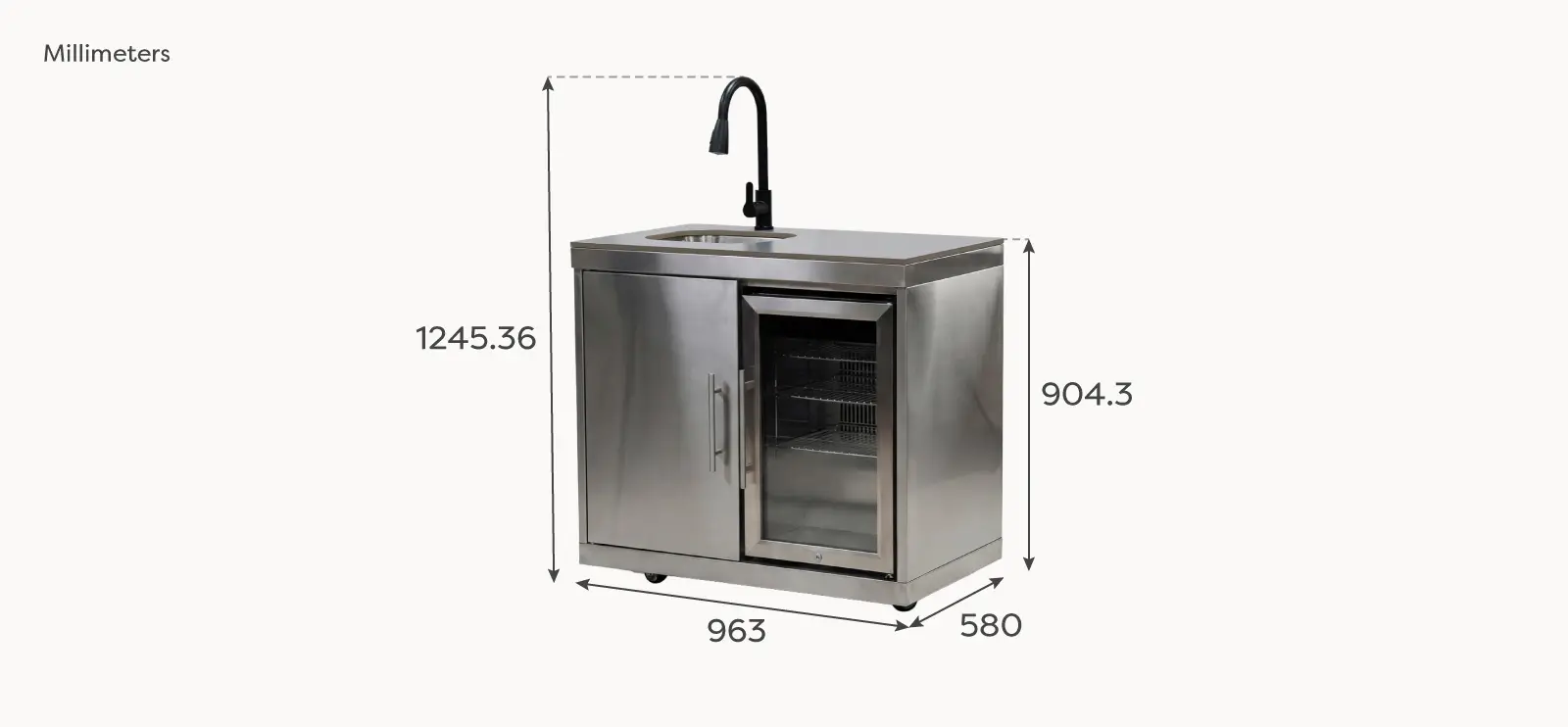 Stanley Fridge & Cupboard with Sink & Tap Modular Unit
