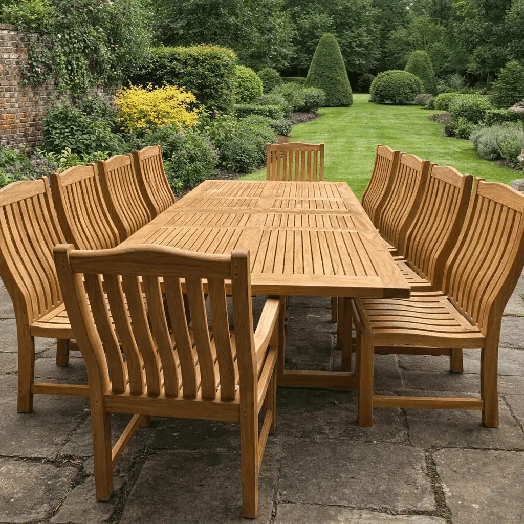 Malvern Luxury Teak 10 chair Dining Set - Certified