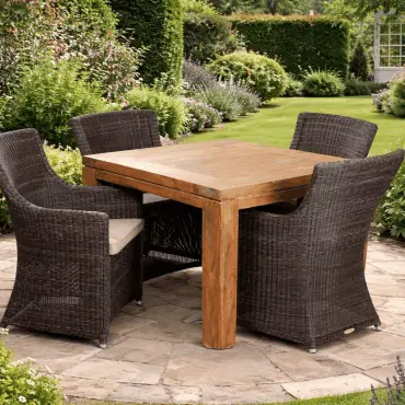 York 4 Chair Square Dining Set garden furniture