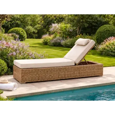 Willow Rattan Sun Lounger – Adjustable, UV-stabilised