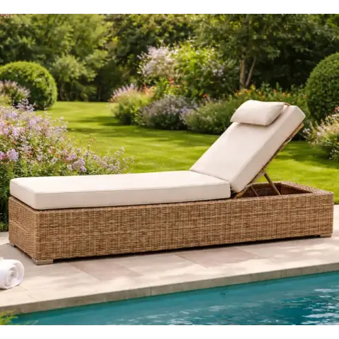 Willow Rattan Sun Lounger – Adjustable, UV-stabilised Willow Rattan Sun Lounger – Adjustable, UV-stabilised